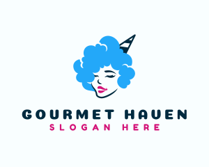 Cotton Candy Hair Lady logo design