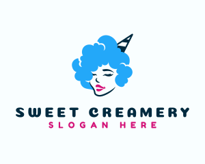 Cotton Candy Hair Lady logo design