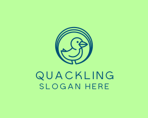 Duckling - Simple Little Blue Bird logo design