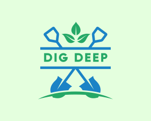 Planting Shovel Dig Yard logo design