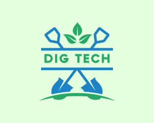 Planting Shovel Dig Yard logo design