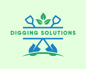 Planting Shovel Dig Yard logo design