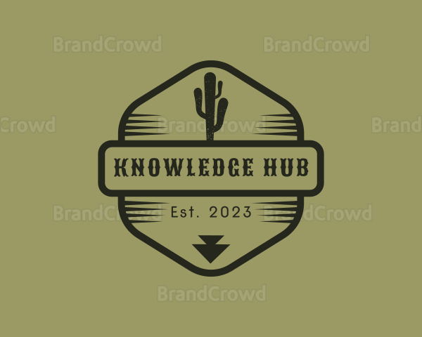 Desert Cactus Hexagon Logo