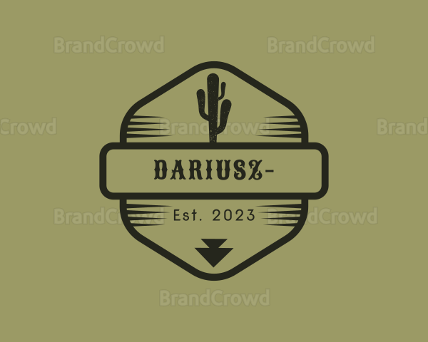 Desert Cactus Hexagon Logo