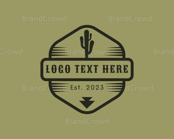 Desert Cactus Hexagon Logo