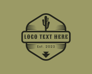 Western - Desert Cactus Hexagon logo design