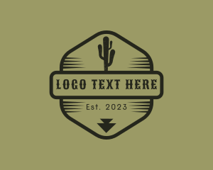 Desert Cactus Hexagon Logo