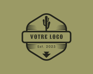 Ranch - Desert Cactus Hexagon logo design