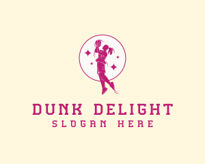 Dunk - Female Basketball Varsity Player logo design