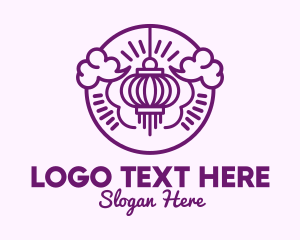 Chinese Culture - Purple Asian Lantern Clouds logo design