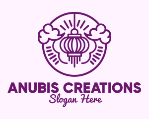 Purple Asian Lantern Clouds logo design