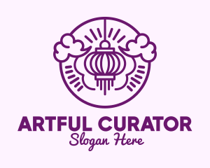 Purple Asian Lantern Clouds logo design