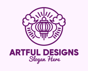 Purple Asian Lantern Clouds logo design