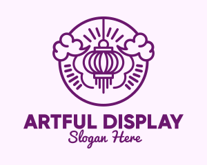 Purple Asian Lantern Clouds logo design