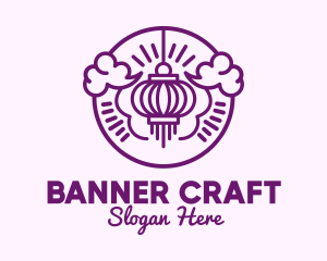 Purple Asian Lantern Clouds logo design