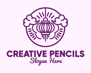 Purple Asian Lantern Clouds logo design