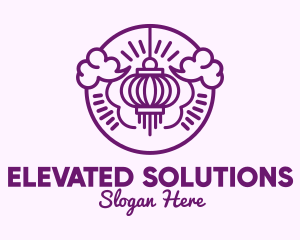 Purple Asian Lantern Clouds logo design