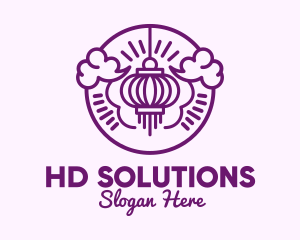 Purple Asian Lantern Clouds logo design