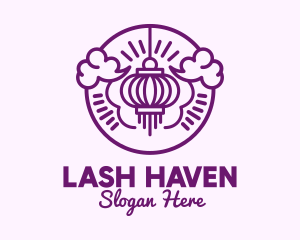 Purple Asian Lantern Clouds logo design