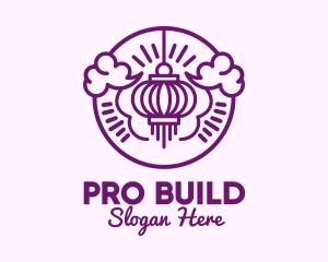 Purple Asian Lantern Clouds logo design