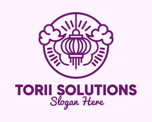 Purple Asian Lantern Clouds logo design