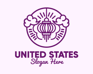 Purple Asian Lantern Clouds logo design