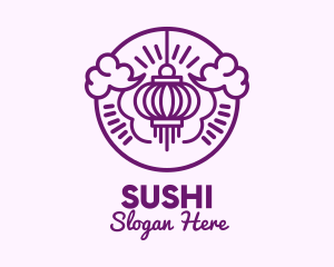 Purple Asian Lantern Clouds logo design