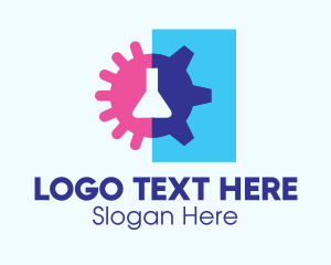 Virus - Flask Germ Cogwheel logo design