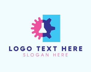 Fungi - Flask Germ Cogwheel logo design