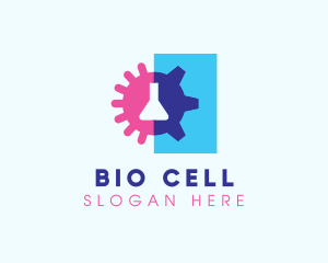 Microorganism - Flask Germ Cogwheel logo design