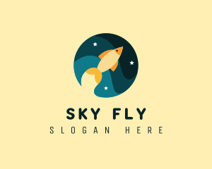 Gold Fish Sky Rocket logo design