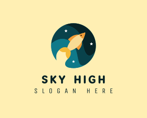 Gold Fish Sky Rocket logo design