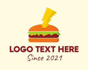 Meal Delivery - Hamburger Thunder Bolt logo design