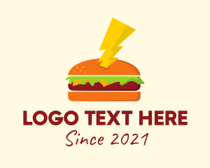 Kitchen - Hamburger Thunder Bolt logo design