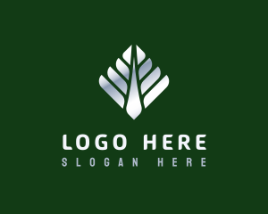 Metallic Tree Plant Logo