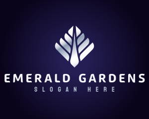 Metallic Tree Plant logo design