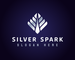 Metallic Tree Plant logo design