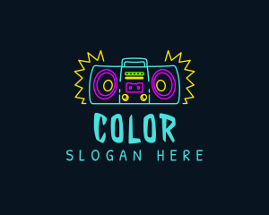 Colorful - Neon Loud Boombox logo design