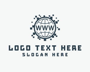 World - Globe Internet Pixel logo design