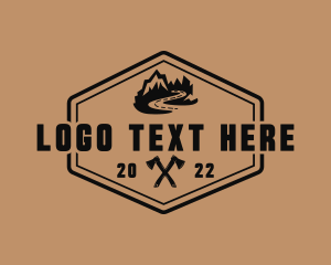 Lumberjack - Mountain Axe Adventure logo design