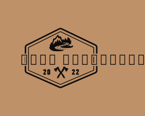 Campsite - Mountain Axe Adventure logo design