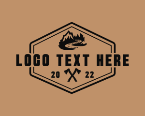 Explore - Mountain Axe Adventure logo design