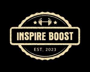 Motivation - Barbell Gym Badge logo design