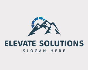 Level - Mountain Nature Sun logo design