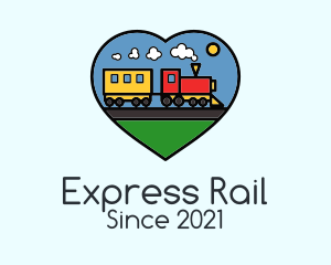 Railway - Heart Toy Train logo design