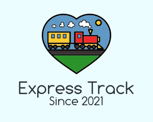 Train - Heart Toy Train logo design