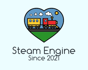 Locomotive - Heart Toy Train logo design