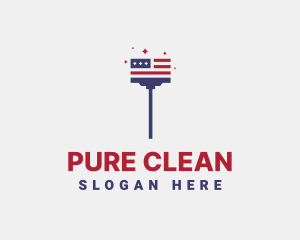 Cleaning Squeegee America Flag logo design