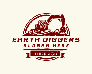 Digging - Excavator Digging Quarry logo design