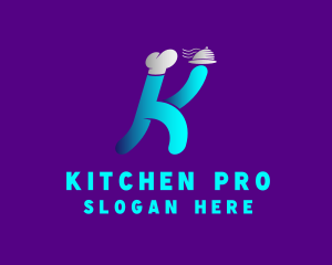 Chef Kitchen Letter K logo design